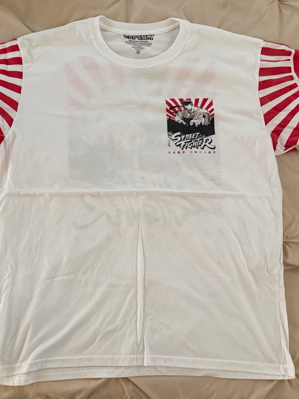 Street Fighter White & Red Adult Graphic Tee
